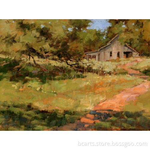 Hot sale beautiful scenery paintings village scene for home decoration